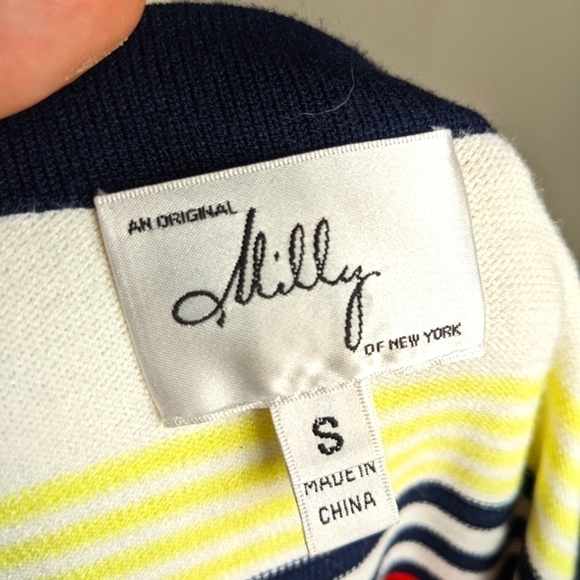 MILLY of NY Bright Colorful Striped Knit Dress S Preppy Shift Dress - Picture 3 of 13